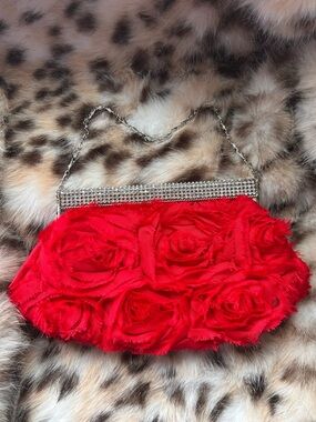 Daniel Ames Couture Rose Clutch Featuring a Crystal-Embellished Top Clasp